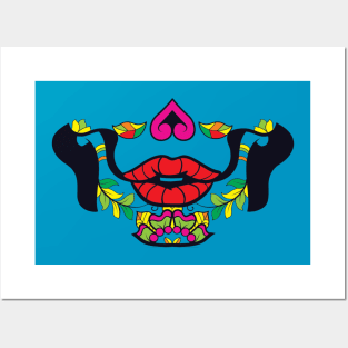 Day of the Dead mask (red lips) Posters and Art